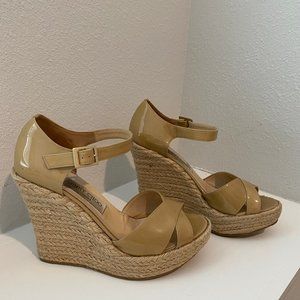 Jimmy Choo Nude Leather Wedges